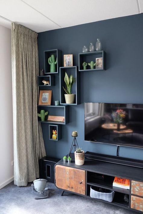 homes decor ideas home decorative ideas homes decorating ideas Blue Living Room, Living Room Decor Modern, Living Room Colors, Living Room Decor Apartment, Decor Living Room, Home Room Design, Blue Walls, Decor Living, Living Design