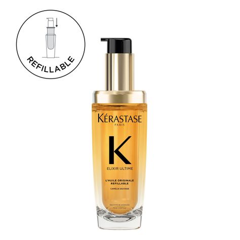 Elixir Ultime L'Huile Original Hair Oil Refillable | Kérastase Kerastase Elixir Ultime, Iconic Hair, Kerastase Hair, Gene False, Marula Oil, Hair Control, Dry Oil, Oil Treatments, Hair Shine