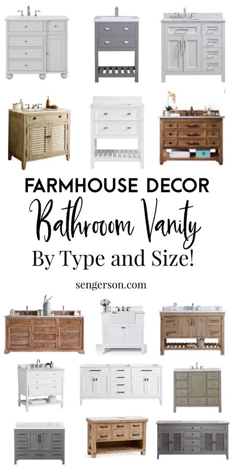 Country Chic Master Bath, Farmhouse Vanity Sink, Bathroom Vanity Ideas One Sink Farmhouse, Rustic Farmhouse Bathroom Vanity, Modern Farmhouse Bathroom Vanities, Farmhouse Bathroom Double Vanity, Unique Bathroom Vanity Ideas, Bathroom Vanity Ideas One Sink, Farmhouse Double Vanity