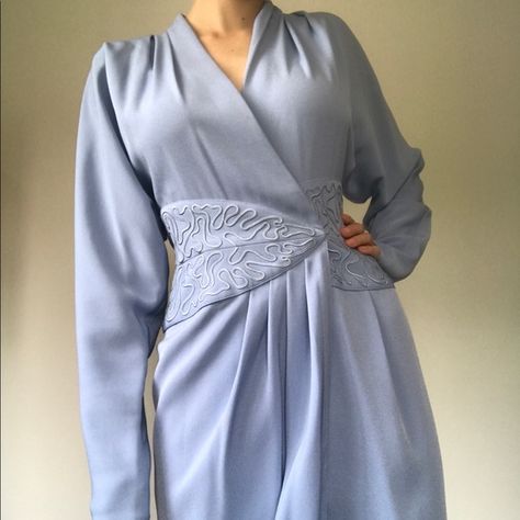 Vintage Embroidered Wrap Dress Periwinkle Blue, Wrap Dress, Blue Color, Dress Es, Size 10, Dresses Skirts, Dresses, Blue