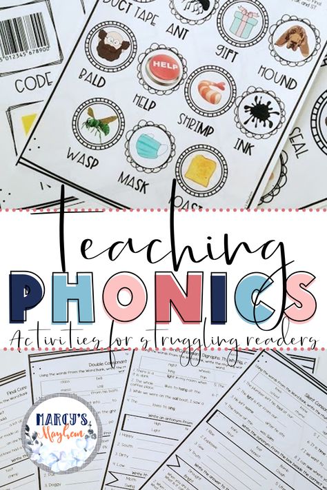 Help to teach reading to struggling readers with these hands-on activities that can be used at home, school, or for tutorials. Teaching phonics is not only important in younger grades but also a skill that your 3rd, 4th, and 5th grade students need. Help bridge the gap with older students by teaching or re-teaching phonics. This phonics activities for kids product can provide reading help for kids that are learning to read or need extra support. Phonics For Older Students, Phonics For Upper Elementary, Homeschooling Elementary, Homeschool Science Experiments, Read 180, Anna Claire, Elementary Worksheets, Reading Learning, Learning Phonics