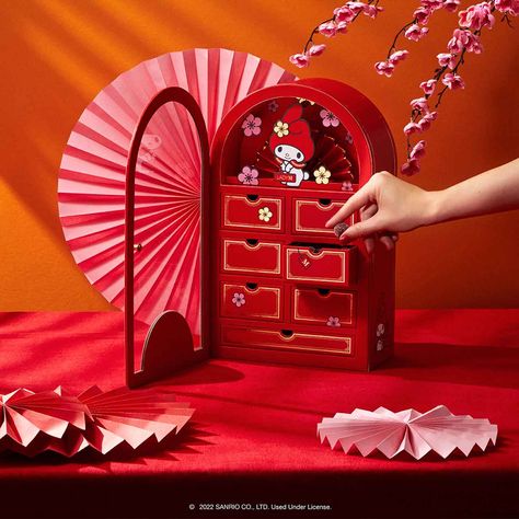 My Melody Lunar New Year Gift Set · Lady M Cny Photography, Hampers Design, Cny Hampers, Lunar New Year Gift, Cny 2024, Creative Calendar, Chinese New Year Gifts, Chinese New Year Design, Laser Cut Box