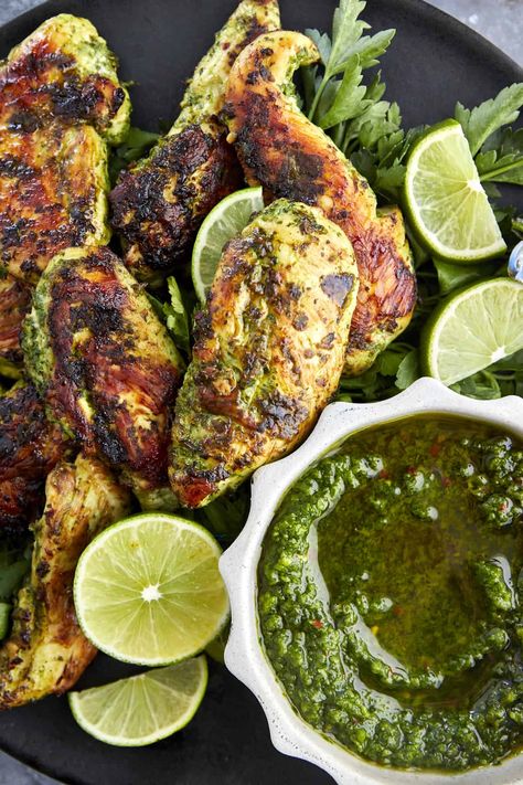 Spicy, tender, juicy chicken? Yes, please! Let us introduce you to your new favorite weeknight dinner with this Cilantro Lime Chicken Recipe! Made with an easy zhoug spice, it’s loaded with flavor and cooked in less than 10 minutes. Serve it with roasted vegetables, parmesan potatoes, and all your favorite sides for a satisfying meal! Zhoug Chicken, Goddess Salad Recipe, Green Goddess Salad Recipe, Green Goddess Salad, Goddess Salad, Lime Chicken Recipes, Cilantro Chicken, Food Dolls, Parmesan Potatoes