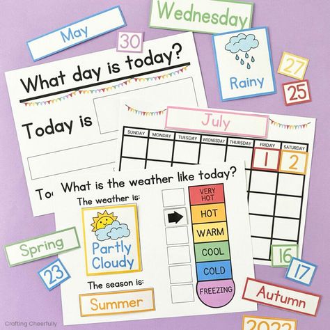 Circle Time Weather Free Printables, Today Is Printable, Circle Time Calendar Printables, Free Circle Time Board Printables, Weather For Preschool Free Printable, Calendar Time Printables, Circle Time Printables Free, Free Circle Time Printables, Kids Calendar Printable Free