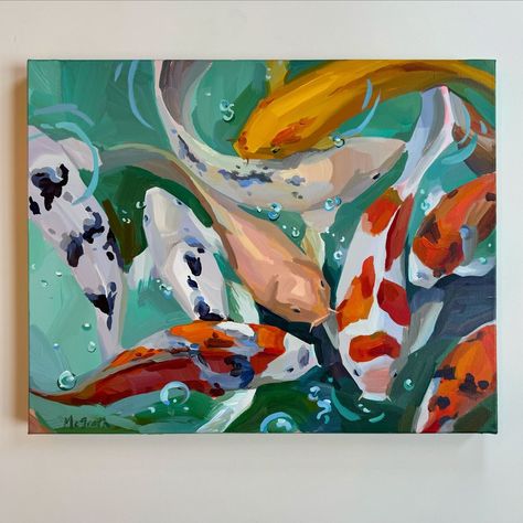 Koi Fish Swimming, Ponds Backyard, Fish Swimming, Fish Patterns, Fish Pond, Colorful Artwork, Koi Pond, Water Lily, New Website