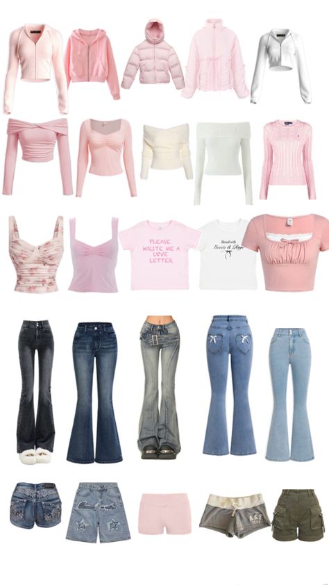 Pink Clothes Ideas, Clothe Ideas Oc, Coquette Clothes Essentials, Perfect Wardrobe Essentials, Pink Outfits With Jeans, Clothing Styles Names, Pink Outfits Y2k, Pastel Pink Outfits Aesthetic, Different Fashion Styles Types List