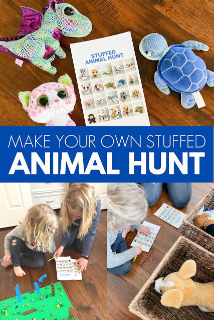 Toddler Approved!: Make a Stuffed Animal Hunt for Kids Stuffed Animal Play Ideas, Stuffed Animal Activities, Animal Scavenger Hunt, Make A Stuffed Animal, Mummy Birthday, Play With Kids, Kids Hunting, How To Make Letters, Animal Themes