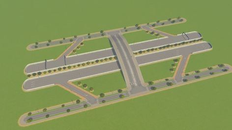 City Skylines Road Layout Ideas, Minecraft Highway, Cities Skylines Road Layout, Cities Skylines Layout Ideas, Highway Exit, Highway Architecture, City Skylines Game, City Grid, City Maps Design