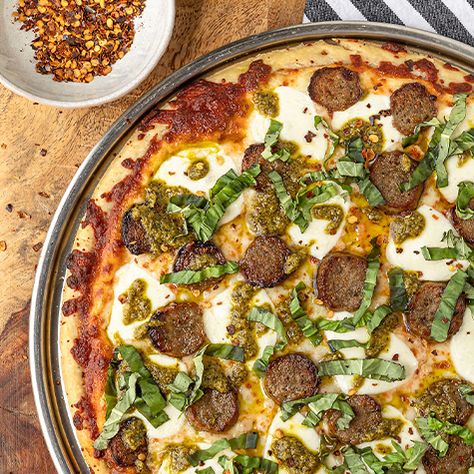 Pesto Meatball, Meatball Pizza Recipes, Home Run Inn Pizza, Frozen Italian Meatballs, Pesto Meatballs, Meatball Pizza, Delicious Pizza Recipes, Italian Meatball, Pesto Pizza