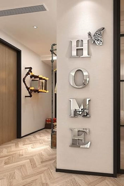 【MATERIAL】: This wall sticker is made of acrylic, The surface is reflective, Letter and butterfly are Silver mirrors 2.【DIMENSION】: Size: Medium; width 40cm (15.5 IN), height 120cm (48 IN), Thickness: 3mm (0.12 IN). Acrylic plate is thickened, pasted firmly, not easy to fall off. Wall Stickers Family, Entrance Door Decor, 3d Mirror Wall Stickers, Wall Decor Letters, Hal Decor, Decor Baie, Mirror Stickers, Removable Wall Stickers, Mirror Wall Stickers