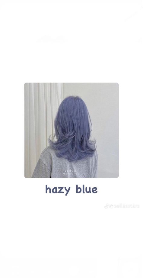 Hazy Blue Hair, Blueberry Milk Aesthetic, Ashy Blue Hair, Powder Blue Hair, Milk Aesthetic, Sky Blue Hair, Blueberry Milk, Blue Hair Aesthetic, Grey Dye