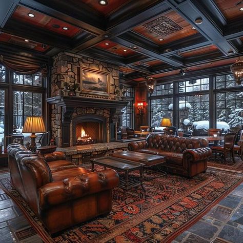 Hotel Fireplace, Log Cabin Mansions, Texas Backyard, Gothic Fireplace, Cordwood Homes, Luxury Fireplace, Luxury Log Cabins, Log Cabin Living, Dream Life House