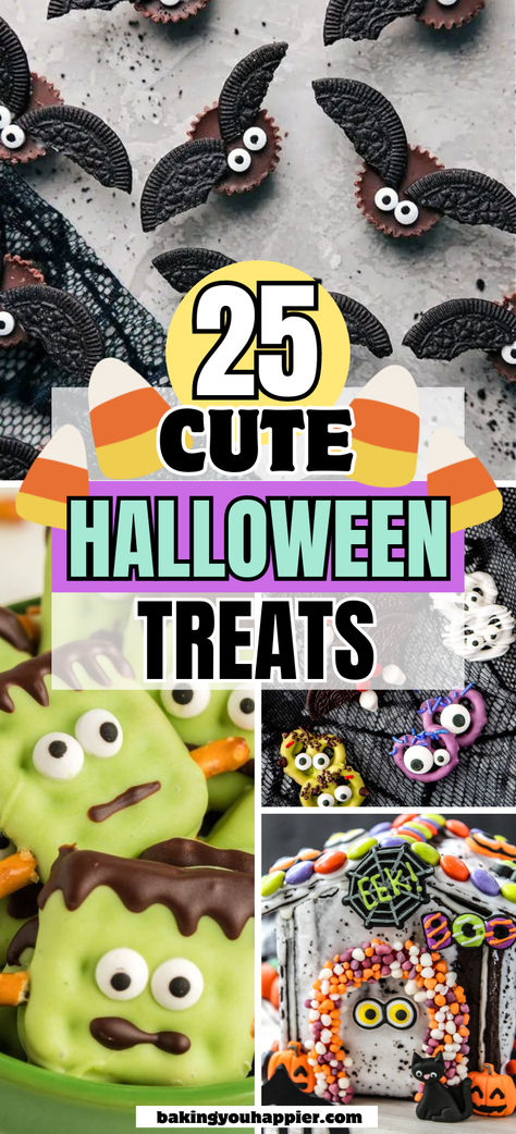 25 Cute Halloween Treats, make your spooky party spread extra cute with Halloween cookies, brownies, donuts, Rice Krispie Treats, and more! Homemade Trick Or Treat Snacks, Halloween Rice Krispie Treats Recipes, Halloween Treat Ideas For Parties, Halloween Birthday Treats, Halloween Brownies Ideas, Halloween Rice Krispie Treats Ideas, Rice Krispie Treats Halloween, Halloween Rice Crispy Treats, Halloween Rice Krispies