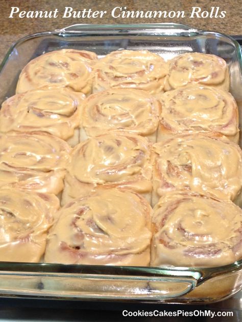 Peanut Butter Cinnamon Rolls, Butter Cinnamon Rolls, Cinnamon Roll Frosting, Cinnamon Roll Icing, Peanut Butter Icing, Cinnamon Roll Recipe Homemade, Sweet Roll Recipe, Cookie Cake Pie, Butter Cinnamon