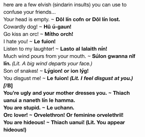 Elvish Language Learning, Elvish Words Lotr, Sindarin Elvish Phrases, Sindarin Elvish Alphabet, Elvish Language Tolkien, Sindarin Phrases, Elvish Words, Elvish Aesthetic, Elven Language