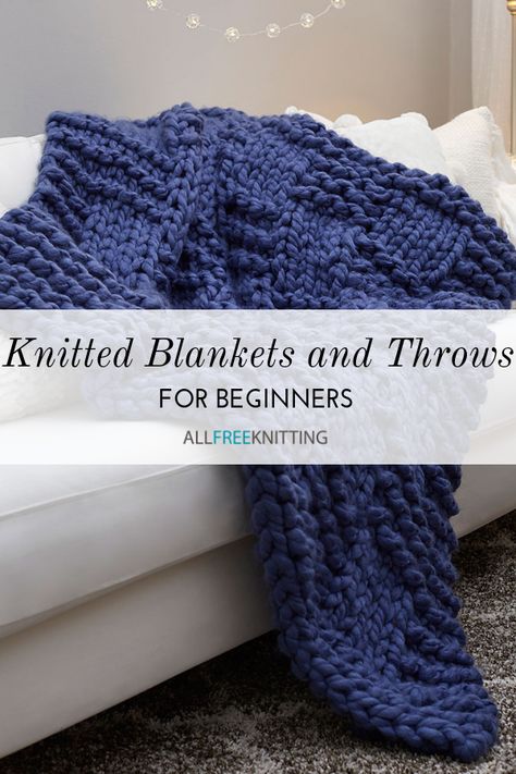 Knitting Blankets For Beginners Free Pattern, Knit Throw Blanket Pattern Free Mary Maxim, Knitting Throws Free Patterns, Knitted Throw Blankets, Fast Knit Blanket Pattern, Throw Knitting Pattern Free, Easy Knitted Blankets For Beginners, Homemade Knitted Blanket, Easy Knit Throw Pattern Free