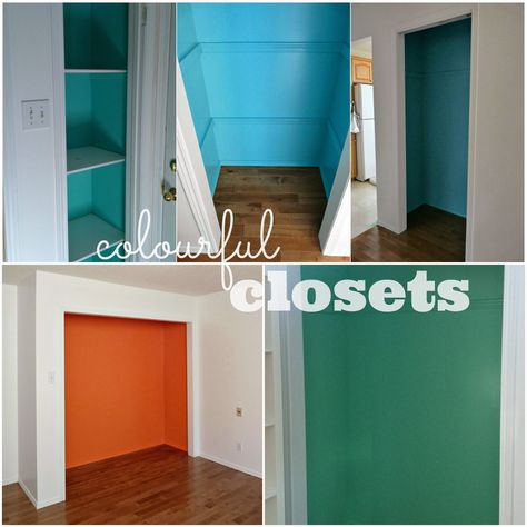 Closet Color Ideas Paint, Townhouse Closet, Storage Cupboard Ideas, Linen Closet Makeover, Diy Doily, Small Linen Closets, Painted Closet, Orange Rooms, Laundry Room Flooring