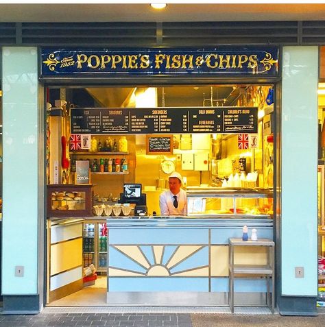 Poppies Fish And Chips London, Fish And Chips Aesthetic, Fish And Chips London, Fish And Chips Shop, Fish And Chips Restaurant, Dad Aesthetic, Seaside Cafe, Mejuri Jewelry, Fish N Chips