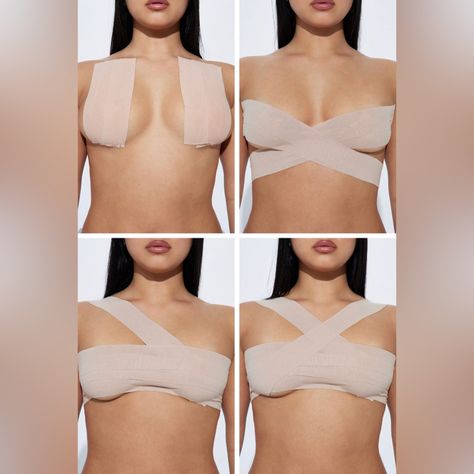 How To Tape Your Chest For A Deep V, Body Tape Hacks, Bra Tips, How To Tape Breast, Breast Tape Tutorial, Body Tape For Breast, How To Use Body Tape For Breast, Bra Tape Adhesive, Booby Tape Tutorial