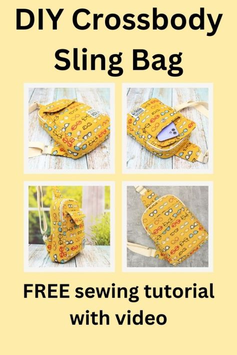 Diy Sling Bag Pattern, Sling Bag Pattern Free, Sling Bag Sewing Pattern, Crossbody Bag Sewing Pattern, Diy Sling Bag, Crossbody Bag Sewing, Bag Free Sewing Pattern, Sling Bag Pattern, Backpack Pattern Sewing