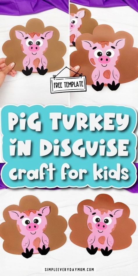 By helping Mr. Turkey dress up as a pig, kids can keep him safe and hidden among the other farm animals. This adorable pig turkey disguise craft for kids will be just the trick to fool the farmer into thinking Mr. Turkey is nothing more than a piglet rooting around in the mud! Explore more of our turkey disguise project ideas, turkey crafts and Thanksgiving crafts for kids. Turkey In Disguise, Disguise A Turkey, Turkey Disguise Project, Turkey Project, Fun Thanksgiving Crafts, Cow Craft, Thanksgiving Books, Turkey Disguise, Kids Craft Supplies