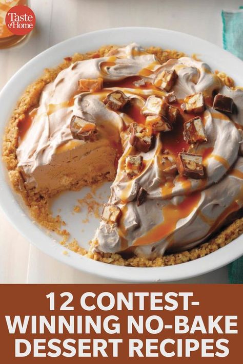 Taste of Home - Easy No-Bake Desserts: https://trib.al/RwANwIu Mo Bake Desserts, Desserts To Win A Bake Off, My Pins Saved Recipes Desserts, Winning Desserts Contest, Easy Award Winning Desserts, Bake Off Winning Recipes, Easy Desserts For Company, Top Rated Desserts, Best Rated Desserts