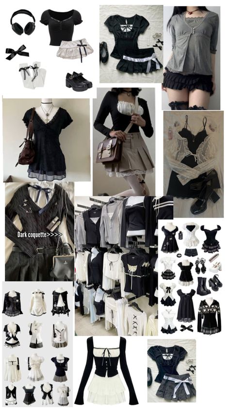 Dark coquette clothes Dark Coquette Clothes, Coquette Clothes, Chinese Fashion Street, Dark Coquette, Save Outfits, Dark Outfits, Swaggy Outfits, Feminine Outfit, Really Cute Outfits