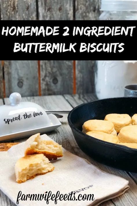 Homemade 2 Ingredient Buttermilk Biscuits - The Farmwife Feeds Buttermilk Biscuits From Scratch, 2 Ingredient Biscuits, Biscuits From Scratch, Easy Biscuit, Homemade Bisquick, Buttermilk Biscuit, Homemade Buttermilk Biscuits, Buttermilk Biscuits Recipe, Bread Breakfast