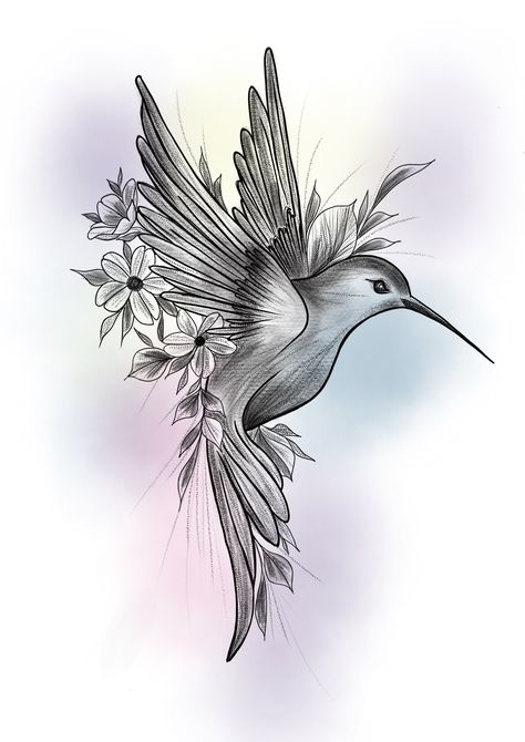 Hummingbird Tatoos, Hummingbird Tattoo Black, Hummingbird Flower Tattoos, White Hummingbird, Branch Tattoo, Hummingbird Tattoo, Elegant Tattoos, Mom Tattoos, Dope Tattoos