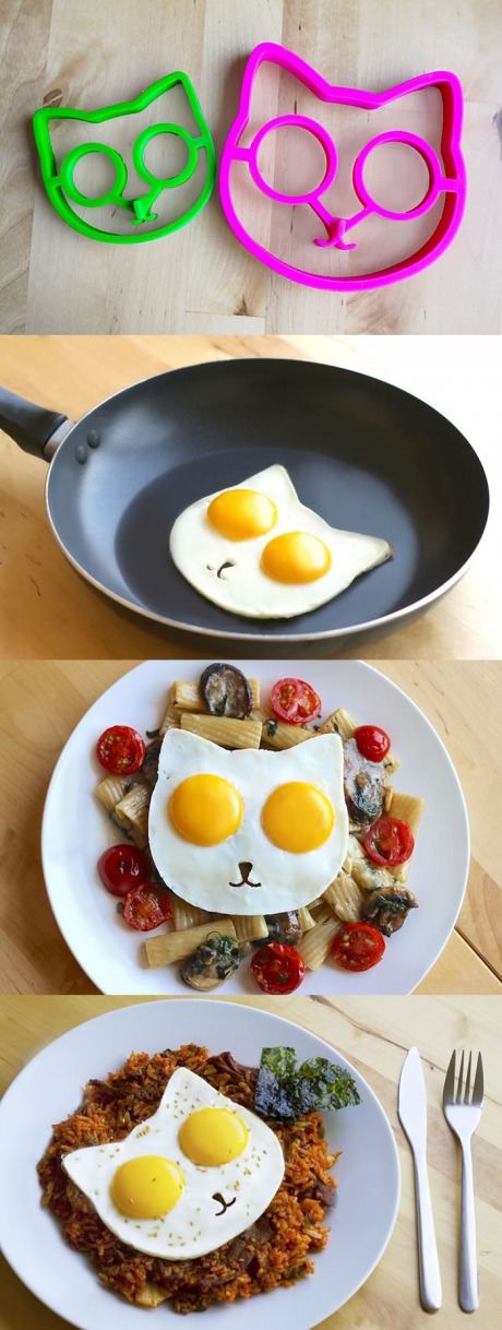 Cat-Shaped Egg Mold Lets You Make Breakfast Kitty-Side Up Pinner: This totally cracks me up!!                                                                                                                                                                                 More Cat Egg, Egg Molds, Cat Things, Make Breakfast, Fried Eggs, Cat Cafe, How To Make Breakfast, Crazy Cat, Kitchen Stuff