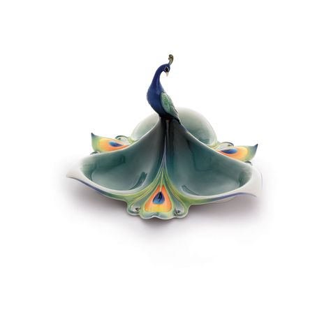 kathy ireland Home by Franz Collection Peacock Splendor Porcelain Tidbit Dish - FZ01689 $798 Franz Collection, Peacock Photos, Peacock Decor, Kathy Ireland, Bird Gifts, Porcelain Jewelry, Black Lamps, Porcelain Vase, China Porcelain