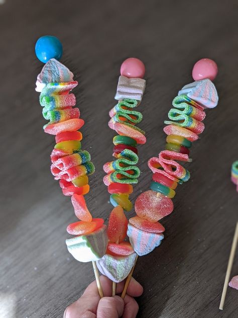 Easter Bbq, Gummy Candy Kabobs, Kabob Sticks, Candy Kabobs, Picnic Snacks, Birthday Sweets, Candy Easter Basket, Lexington Nc, Candy Sticks