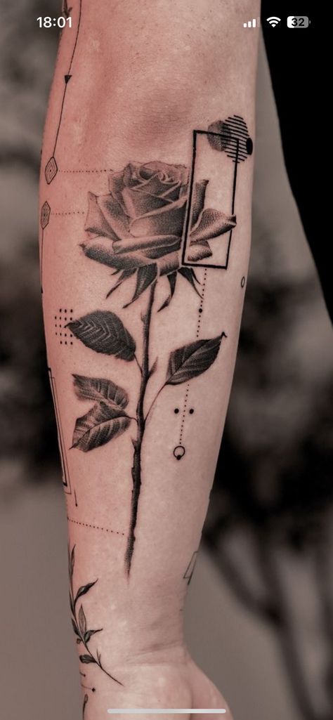 Men Floral Tattoo, Floral Tattoo Design Shoulder, Blueprint Tattoo, Thigh Tattoos Men, Impulsive Decisions, Geometric Rose Tattoo, Thigh Tattoo Men, Thigh Tat, Floral Thigh Tattoos