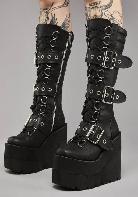 Platforms Shoes Boots, Black Gothic Boots, Emo Platform Boots, Plat Form Boots, Alt Platform Boots, Platform Boots Drawing, Platformed Boots, Platform Goth Boots, Punk Platforms