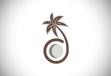 Creative modern coconut with leaves sign logo design template Coconut Graphic Design, Logo Campaign, Sign Logo Design, Gp Logo, Coconut Logo, Coco Logo, Coconut Vector, Oasis Logo, Coconut Drink