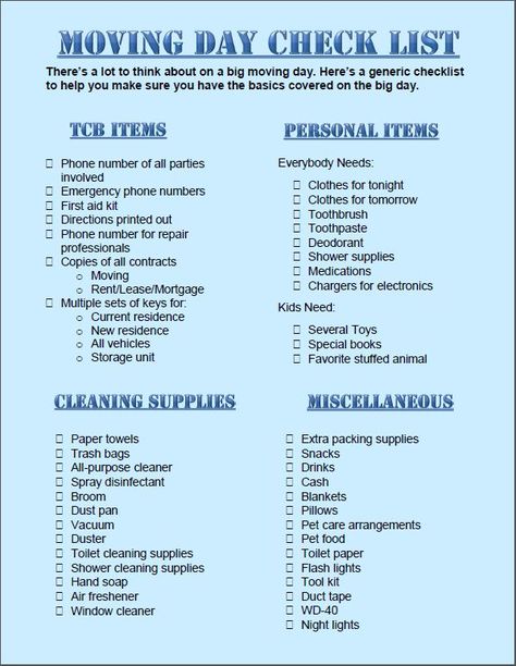 Moving soon? Save this Moving Day Check List! If you are looking for a Realtor in Bakersfield..or better yet a Broker, Call our office today! 661.368.3770 visit our website for all things Real Estate. www.LindaBanales.com  Real Estate tips, Moving Check List, Moving Tips, Buying a home, Selling a home, Packing tips Packing List Moving, Packing Tips Moving, Moving Checklist Printable, Moving States, Moving House Packing, Moving House Checklist, Moving List, Apartment List, Moving House Tips