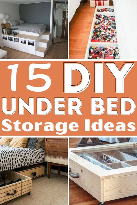 15 DIY Under Bed Storage Ideas Twin Bed Under Storage, How To Make Under Bed Storage Drawers, Diy Underbed Storage Drawers, Underbed Storage Diy, Diy Bed Storage Ideas, Under Bed Clothes Storage Ideas, How To Build Drawers Under Bed, Diy Drawers Under Bed, Diy Under Bed Storage Drawers