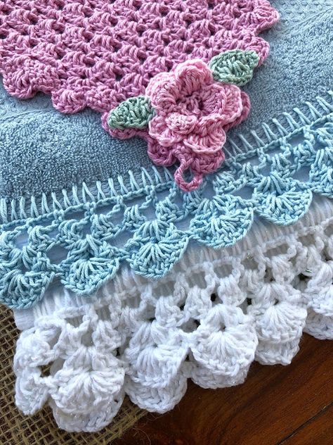 The Bluebirds are Nesting...: A pretty and easy crochet edge. Hekel Randjies, Crocheting Blanket, Crochet Edging Patterns Free, Crochet Edging Tutorial, Crochet Blanket Border, Crochet Blanket Edging, Crocheted Afghans, Crochet Border Patterns, Crochet Edgings