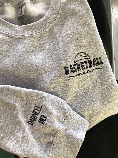 Embroidered Basketball Mom Sweatshirt, Basketball Mom Sweatshirt, Custom Basketball Mom Sweatshirt, Personalized Basketbal Mom Crewneck by JinxeyDesigns on Etsy Basketball Mom Outfit, Basketball Shirt Designs, Basketball Mom Shirts, Basketball Sweatshirts, Mom Crewneck, Team Mom, Custom Basketball, Cute Shirt Designs, Basketball Mom