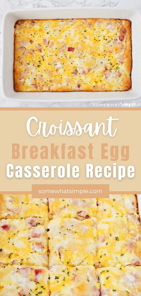 Try this Croissant Breakfast Egg Casserole Recipe. Are you ready to make an easy breakfast egg casserole that will replace all other recipes you may have tried over the years? THIS.IS THE.BEST. My grandma used to make a very similar breakfast casserole loaded with eggs and cheese, and it was delicious. But I took her simple recipe and made it even better by adding breakfast meats and a delicious crescent roll crust. This recipe went from tasty to spectacular! (Sorry grandma!) Crescent Roll And Egg Recipes, Croissant And Egg Casserole, Eggs Crescent Rolls Breakfast, Crescent Egg Bake, Pancake Egg Casserole, 9x9 Egg Bake Breakfast Casserole, Crescent Sheet Breakfast Recipes, Egg Casserole Recipes With Crescent Roll, Egg Casserole Recipes Crescent Rolls