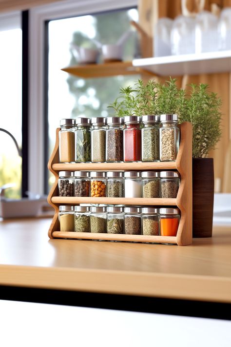 How to Organize Your Spice Rack like a Pro Spice Storage Solutions, Wood Kitchen Tool, Magnetic Spice Jars, Spice Organizer, Storing Spices, Wooden Spice Rack, Asian Spices, Kitchen Spice Racks, Magnetic Spice