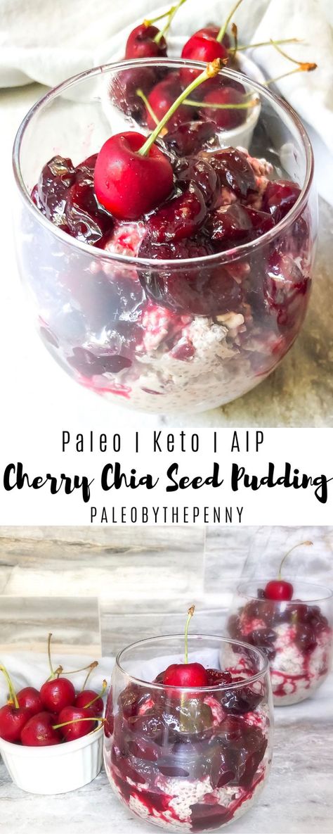 This Cherry Chia Seed Pudding is a fun, indulgent recipe. You can make ahead for your meal plans and eat it all week long! This makes an excellent breakfast or even snack. Paleo, Keto and AIP compliant! Pudding Recept, What Is Healthy Food, Chia Recipe, Family Snacks, Healthy Food Habits, Keto Diets, Chia Seed Recipes, Chia Pudding Recipes, Treats Recipes