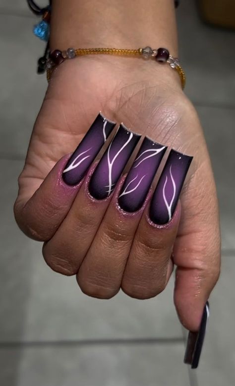 Stilleto Nails Designs, Purple Acrylic Nails, Graduation Nails, Black Acrylic Nails, Airbrush Nails, Grunge Nails, French Tip Acrylic Nails, Dope Nail Designs, Long Square Acrylic Nails