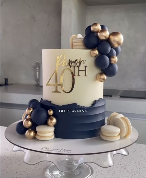 Cake Designs 70th Birthday, 40th Man Birthday Cake, Tiered Birthday Cake For Men, Men Birthday Cake Design, 40th Bday Decorations For Men, Cake Papa Birthday, 23 Cake Birthday Men, 40 Birthday Cakes Men, Cakes 40th Birthday For Men