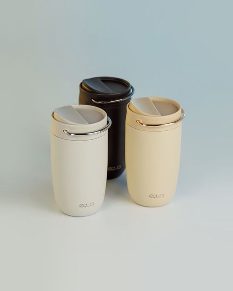 NEW IN: EQUA CUP ☕️ Now available in Grey, Butter and Black. 🤤 Coffee Reusable Cup, Coffee Travel Mug Aesthetic, Travel Coffee Cup Aesthetic, Equa Bottles, Travel Mug Aesthetic, Coffee Travel Cup, Kitchen Decor Collections, Glass Water Bottles, Coffee Tumblers