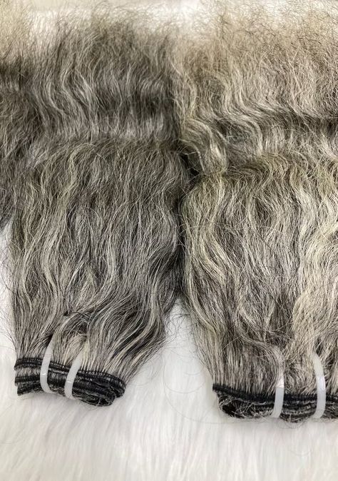 grey hair Wavy Grey Hair, Thick Volume Hair, Grey Hair Texture, Grey Hair Extensions, Pepper Hair, Raw Indian Hair, Salt And Pepper Hair, Real Hair Extensions, Straight Hair Bundles