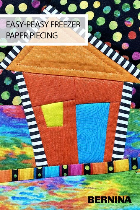 Check out the free pattern and tutorial for Freezer paper piecing a small crooked house art quilt. Visit the blog at weallsew.com for the full tutorial. Freezer Paper Piecing Patterns, House Quilt Patterns Paper Piecing, Christmas Foundation Paper Piecing Patterns Free, Free Paper Pieced Patterns Printables, Christmas Fpp Patterns Free, Free Paper Piecing Patterns Printables Quilt Blocks, Paper Piecing Patterns Free Printables Templates, Paper Piece Patterns, Paper Pieced Quilt Patterns Free