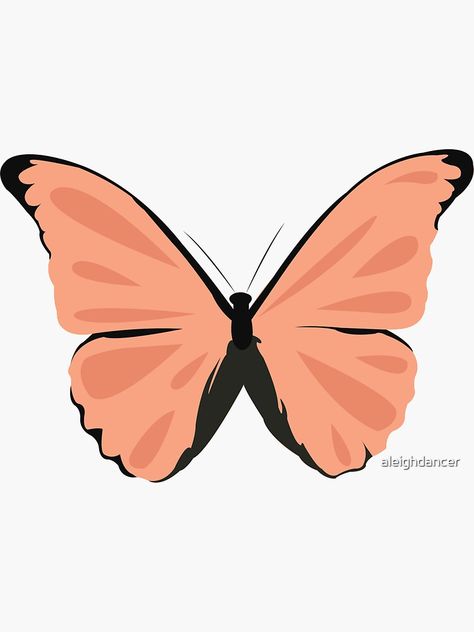 Peach Butterfly, Color Melon, Cute Pastel, Sticker Design, Vinyl Sticker, Coral, Pastel, For Sale, White