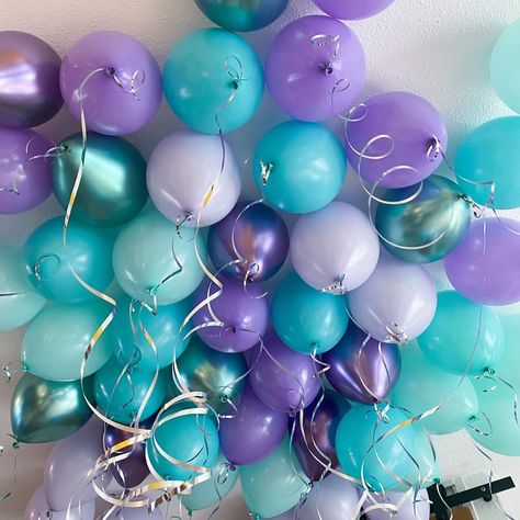 Balloon Combinations Color Schemes, Blue Birthday Themes, Balloon Combination, Beach Theme Birthday Party, Beach Theme Birthday, Lavender Color Palette, Purple Color Combinations, Teal Party, Turquoise Party