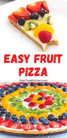 Pizza Fruit Cookie, Easy Fruit Pizza Sugar Cookie, Fruit Pizza Glaze, Fruit Pizza Easy, Fruit Cookie Pizza, Fruit Pizza With Cream Cheese, Different Types Of Pizza, Fresh Fruit Pizza, Fruit Pizza Topping